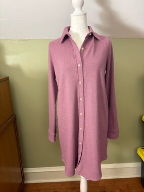 Faherty Legend Button-Up Sweater Dress in Rose Twill NWOT